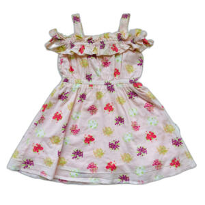 Janie & Jack Pink Floral Cold Shoulder Dress Size 12-18 months